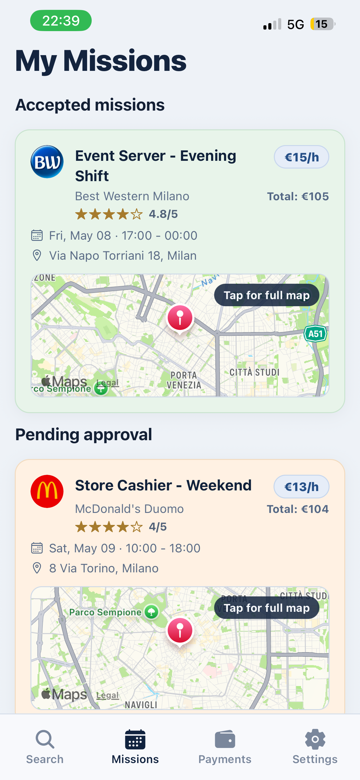Accepted or pending jobs